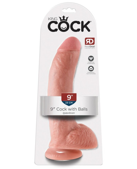 23cm Cock with Balls Ljós