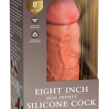 Tan 8" Dual Density Silicone Cock