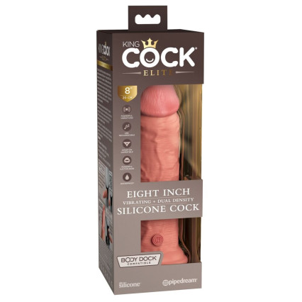 Light 8" Vibrating + Dual Density Silicone Cock
