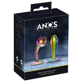 Metal Butt Plug Set in Rainbow Colours