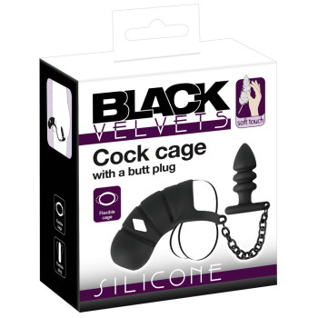 Cock cage with butt plug