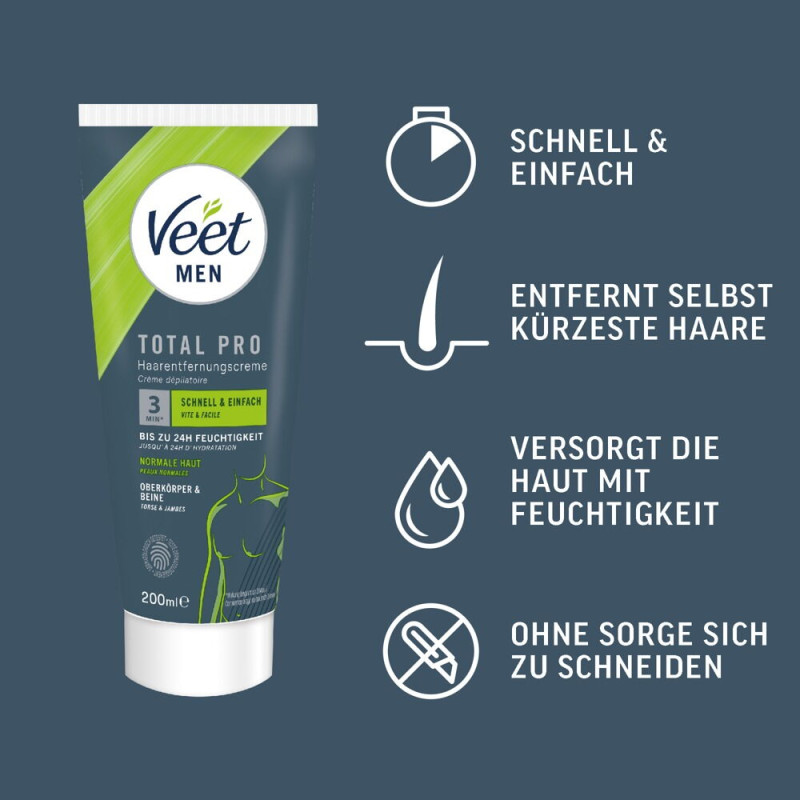 Veet Men TOTAL PRO Hair Removal Cream 200ml