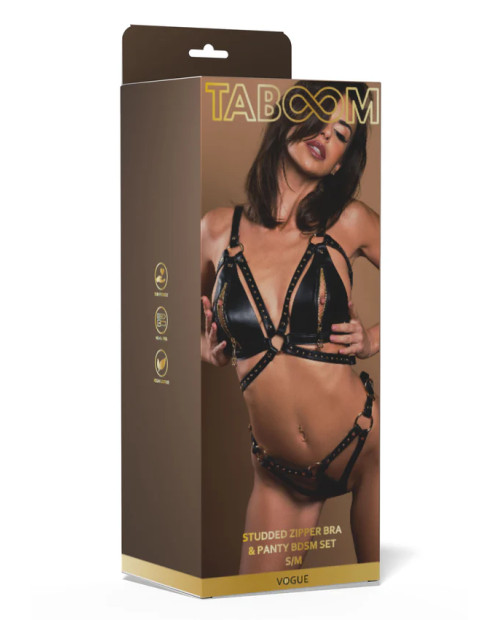 Studded Zipper Bra & Panty BDSM Set
