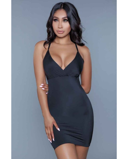 Black Deep V Bodyshaper Dress