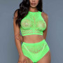 Neon Halter Neck Bodystocking Set
