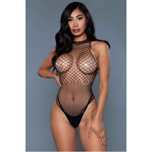 Fishnet Halter Neck Bodysuit
