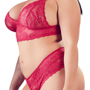 Bra and Crotchless String Red