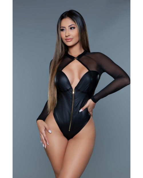 High Neck Bodysuit with Cut Out Back Design