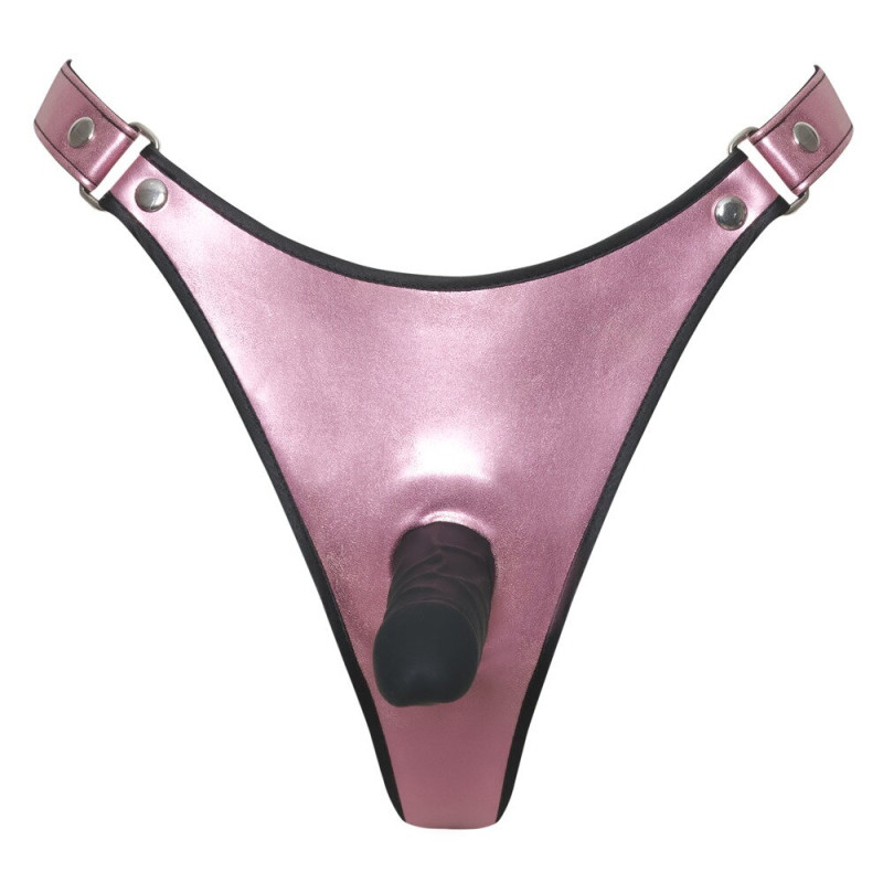 Pink Glossy Dildo Thong