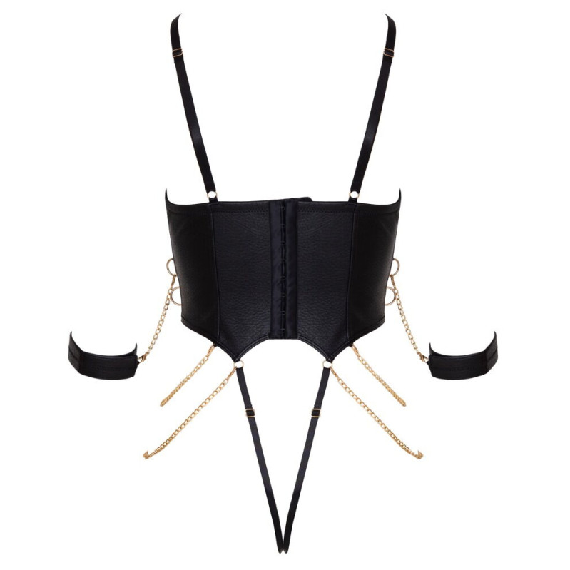 Svört pleður bondage samfella