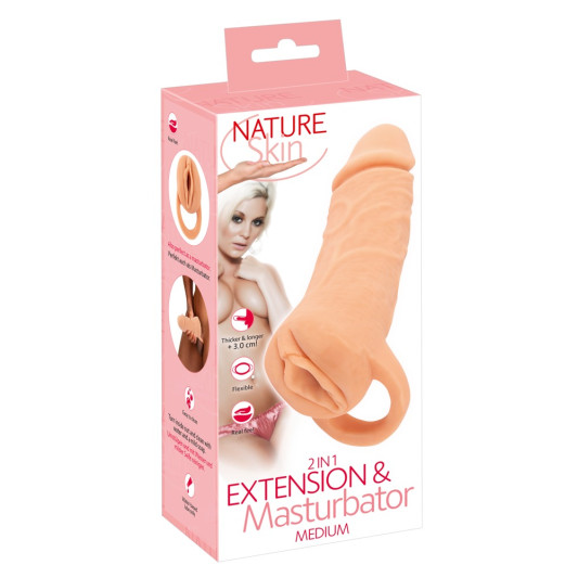 2in1 Extension + Masturbator 18.5cm