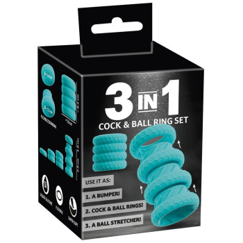 3-in-1 Cock & Ball Ring Set