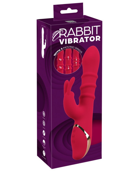 Rabbit Vibrator with 3 Moving Rings