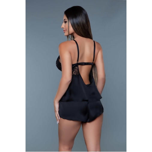 Eyelash Cami Set with Plunging Neckline
