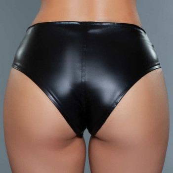 Black Low Rise Cheeky Leather Shorts