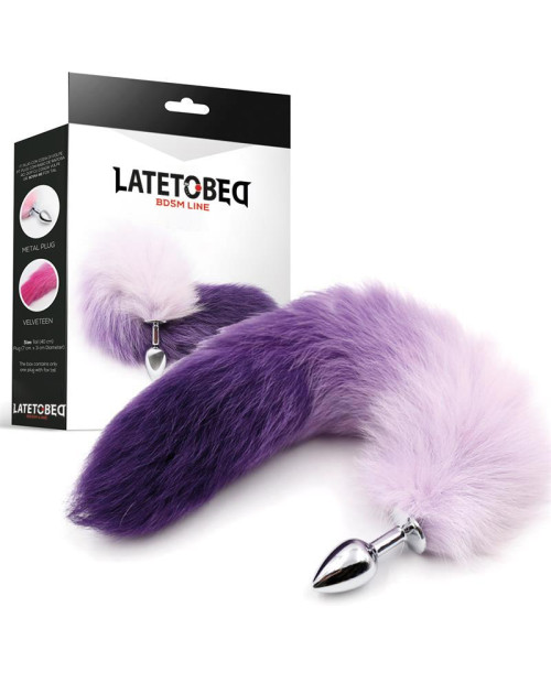  Anal Plug Purple and White Foxy Tail Size S