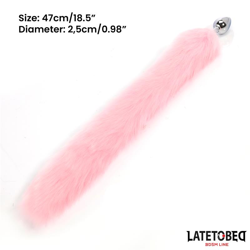  Anal Plug with Fox Tail Pink 40 cm