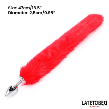  Anal plug with tail Red 40 cm