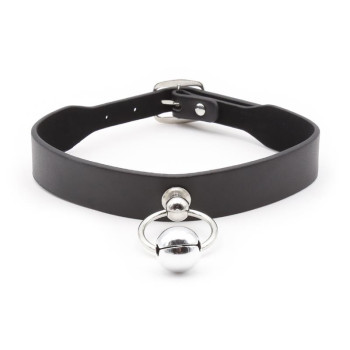  Collar with Hoop and Bell Black
