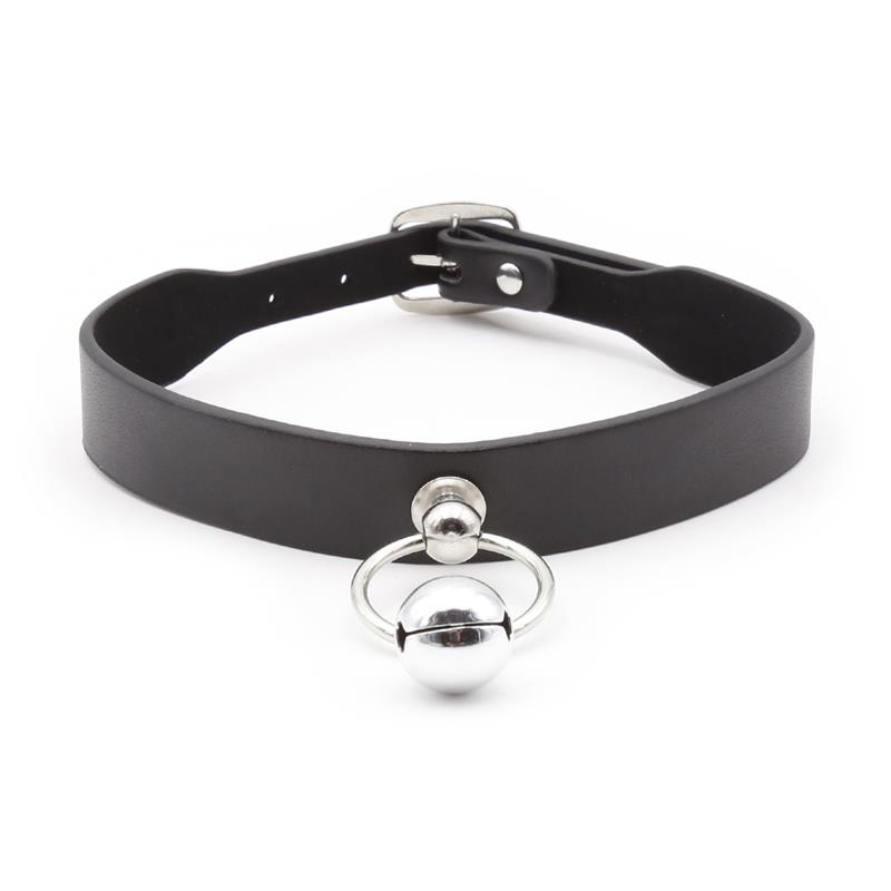  Collar with Hoop and Bell Black