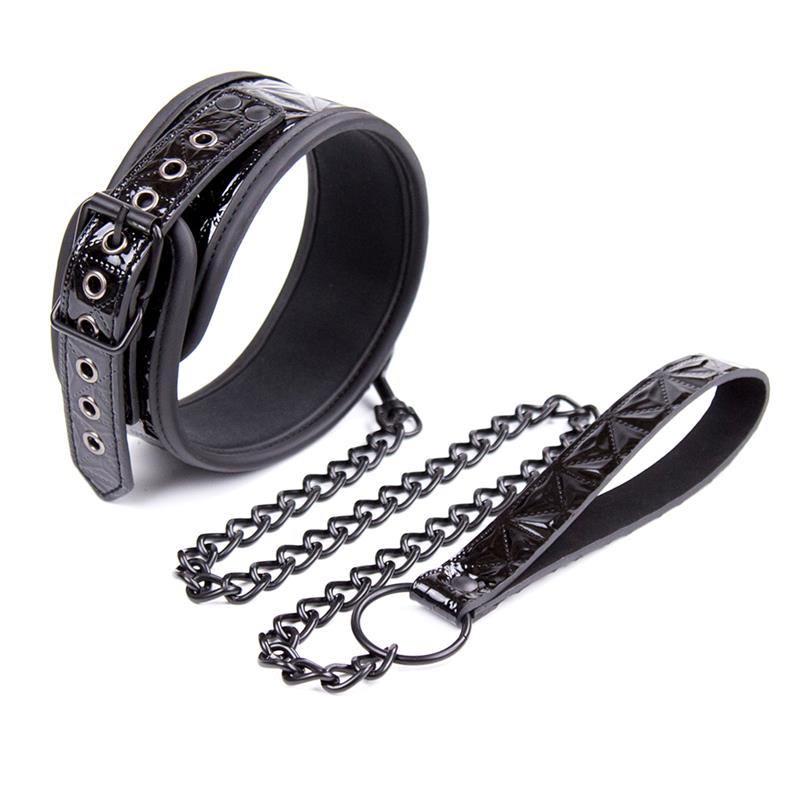  Collar with Leash Sapphire Vegan Leather