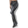 Mynstraðar svartar pleðer leggings