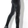Mynstraðar svartar pleðer leggings
