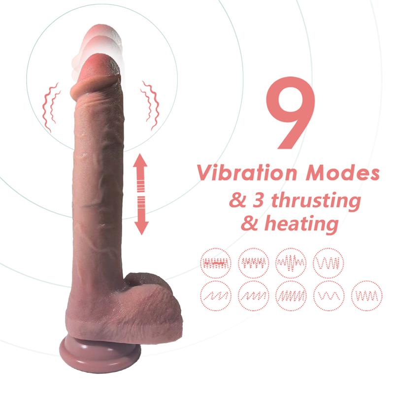 Dildo with Vibration, Thrusting and heating 28 cm