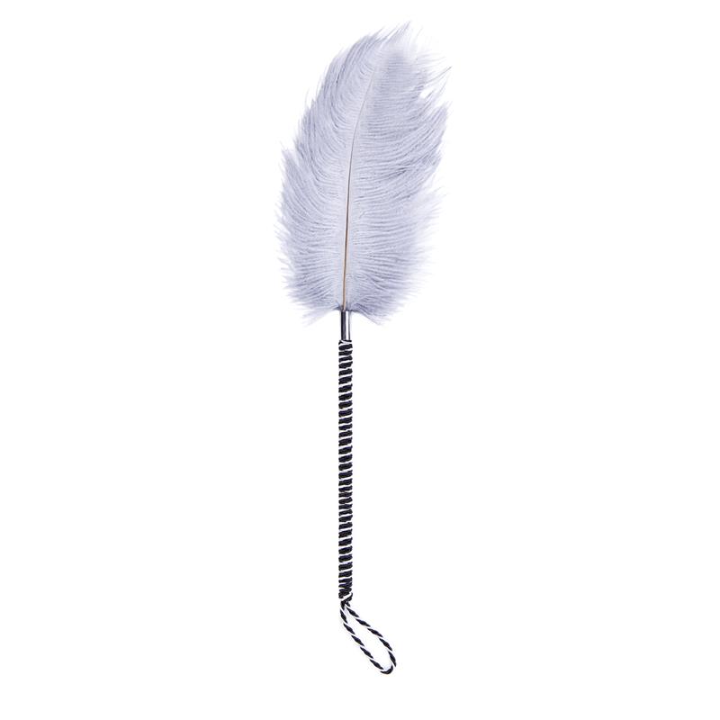  Feather Tickler with Wrapped 46 cm Black/White
