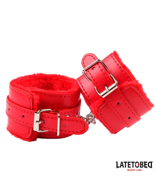  Furry Ankle Cuff Red