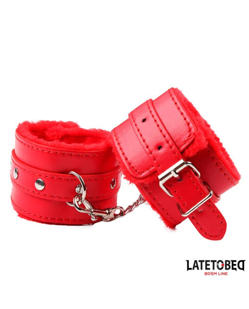  Furry Wrist Cuff Red