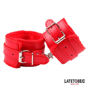  Furry Wrist Cuff Red