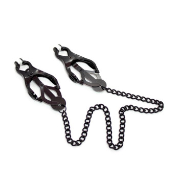  Japanese Nipple Clamps with Chain Black