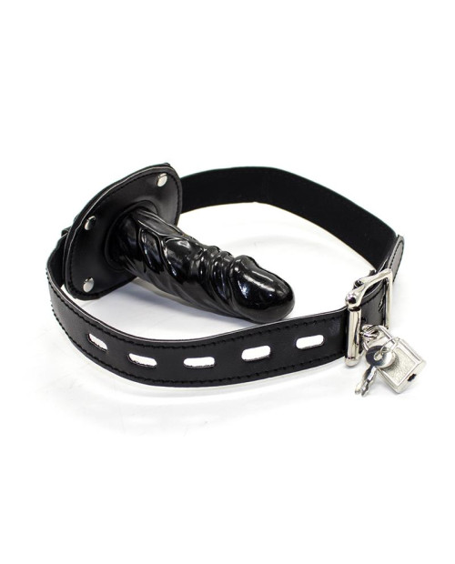  Locking Long Penis 10 cm Gag Ball Black