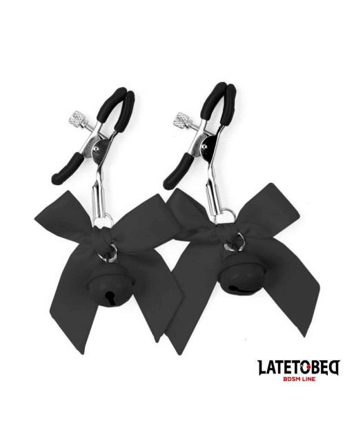  Nipple Clamps with Bell and Black Bow
