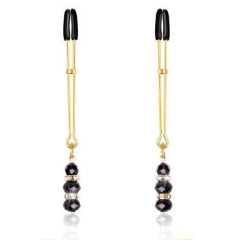  Nipple Clamps with Glass Beads Golden
