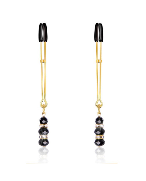  Nipple Clamps with Glass Beads Golden