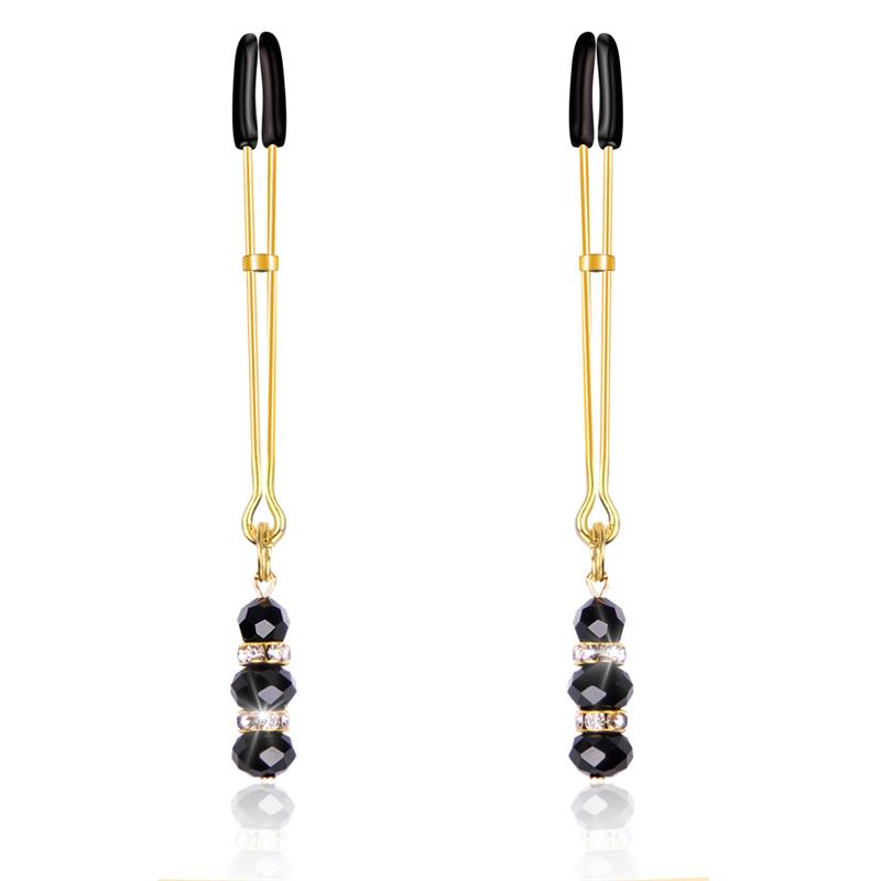  Nipple Clamps with Glass Beads Golden