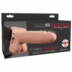 Fetish Fantasy 7" Hollow Rechargeable Strap-On with Balls, Flesh