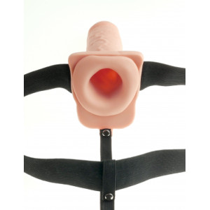 Fetish Fantasy 7" Hollow Rechargeable Strap-On with Balls, Flesh