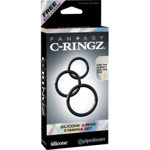 Fantasy C-Ringz Silicone 3-Ring Stamina Set - Black