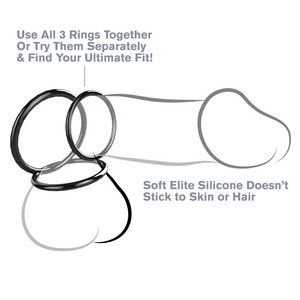 Fantasy C-Ringz Silicone 3-Ring Stamina Set - Black