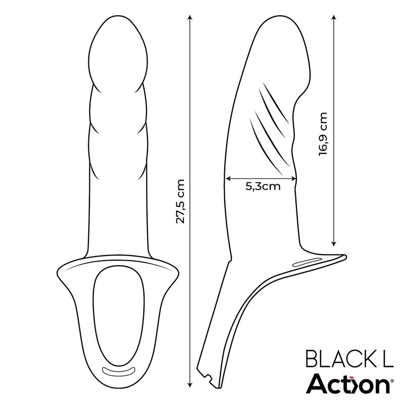  Strap-On with Hollow Dildo Premium Silicone Size L Black