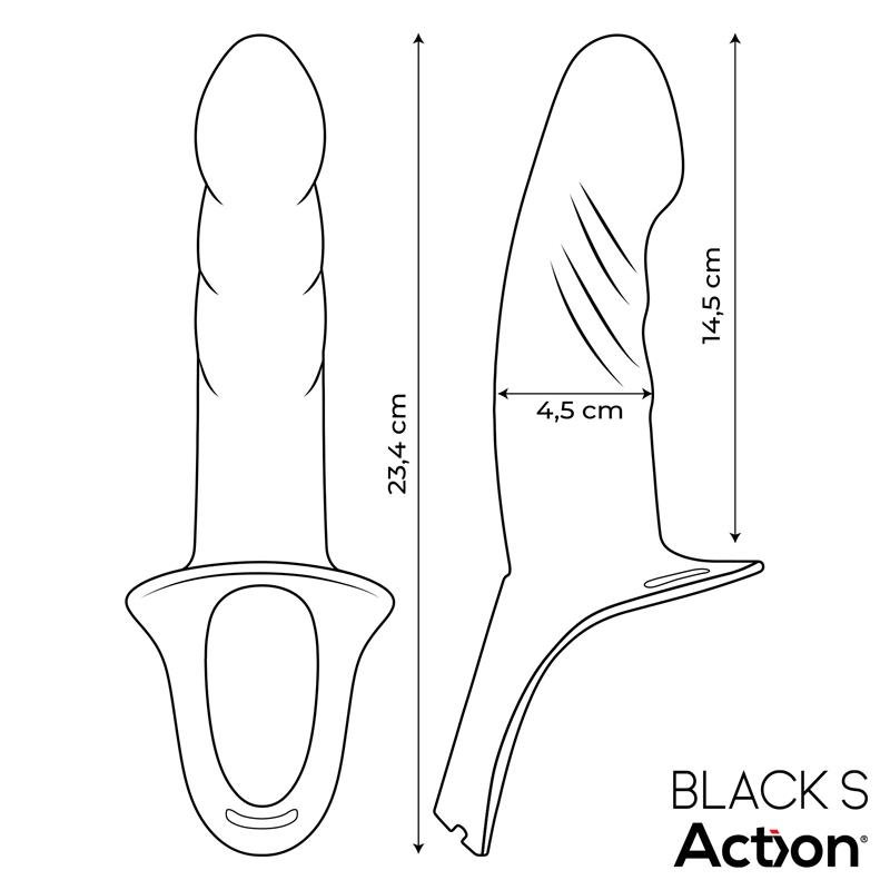  Strap-On with Hollow Dildo Premium Silicone Size S Black