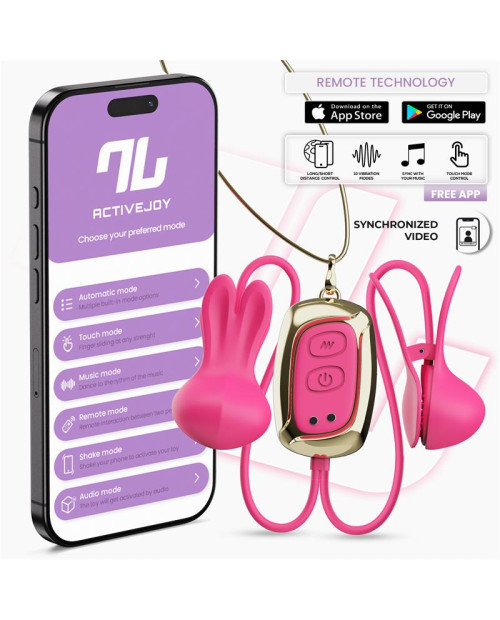  Tickly Nipple Clamps ith Vibration. Remote and Necklace with App