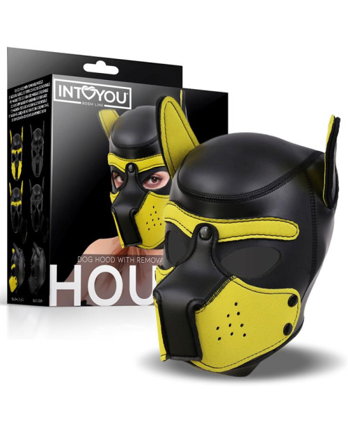 INTOYOU Hound Neoprene Dog Hound Removable Muzzle Black/Yellow One Size