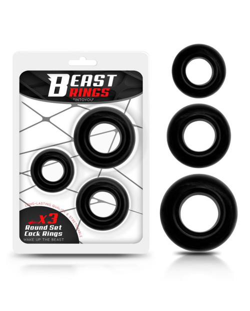 Round Set of 3 Black Cock Rings