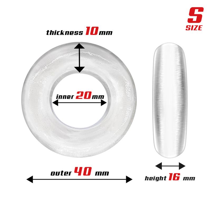 Round Set of 3 Clear Cock Rings