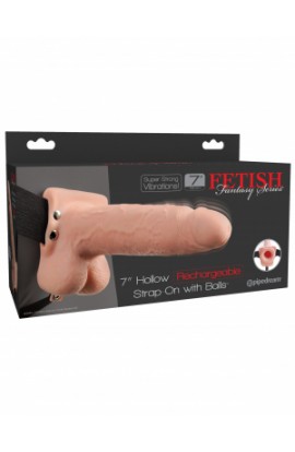 Fetish Fantasy 7" Hollow Rechargeable Strap-On with Balls, Flesh