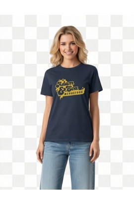 Dökkblár bolur með gylltu merki